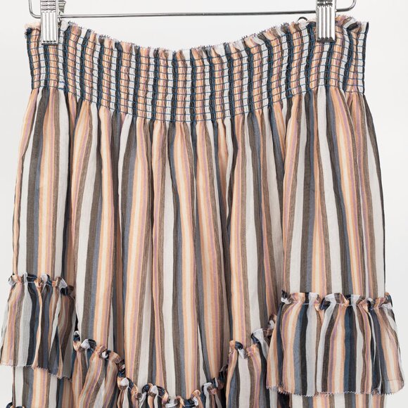Derek Lam 10 Crosby Orange Striped Silk Ruffle Mini Skirt - Picture 3 of 9